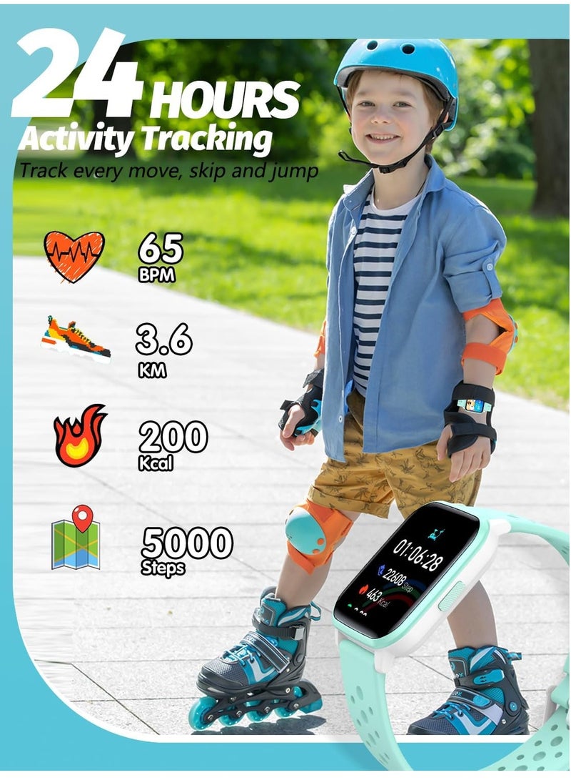 Verci Kids Smart Watch with Sleep Mode, 20 Sports Modes, 5 Games and Pedometer - Fun Birthday Gifts for 4-16 Year-Olds(Green)  - Image 3