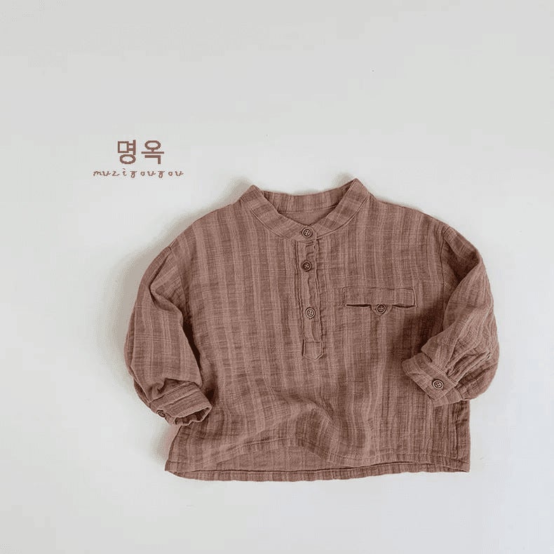 Double-Layer Cotton Yarn Class A ~ Japanese Style Kidsren'S Simple Vertical Striped Shirt 2024 Korean Style Versatile T-Shirt For Boys And Girls - Image 1