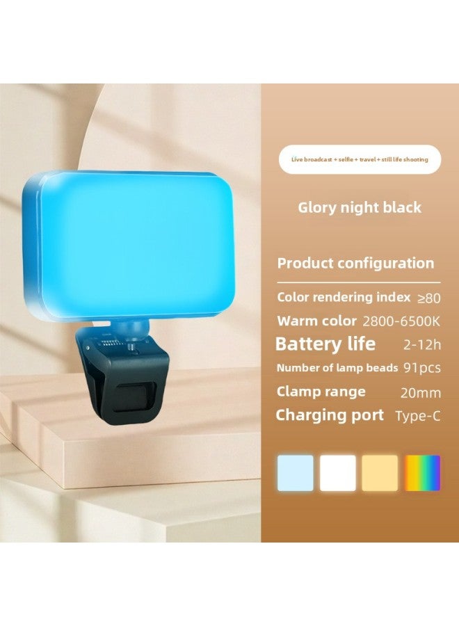 general F6 R6 Fill Light Mobile Phone Photography Clamping LED Pocket Light Vlog Video Live Overhead Bracket-Specifications:F6-rgb 【black Model】 - Image 1