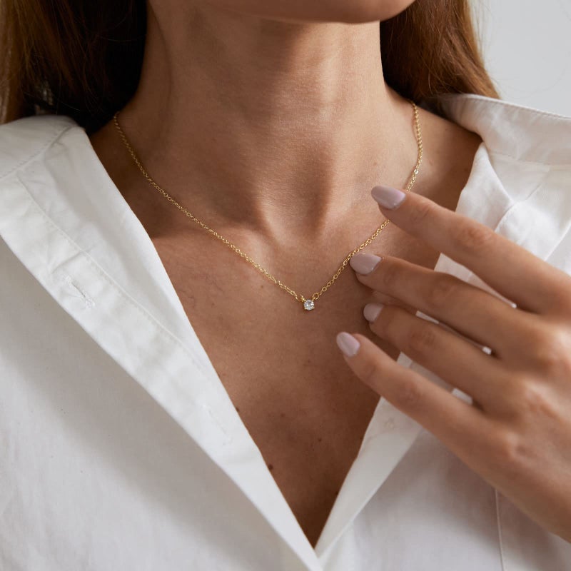 MIDEEO CZ Diamond Necklace for Women Dainty Cubic Zirconia Solitaire Pendant Necklace Gold Plated CZ Simulated Diamond Heart Choker Necklace - Image 3