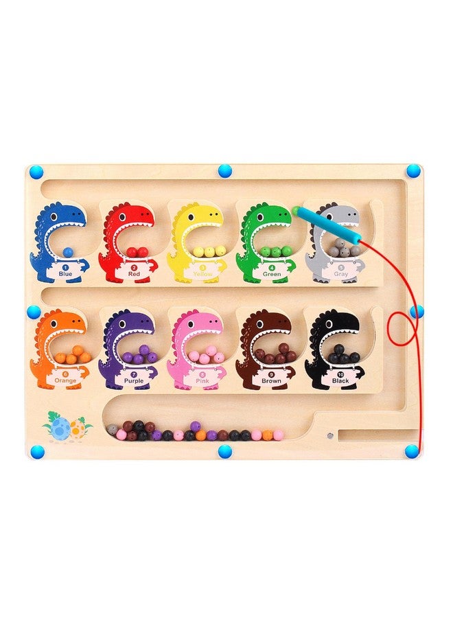 FURNIZONE Furnizone Magnetic Color and Number Maze - Montessori Toys for 3-4 Year Old Boys Girls, Dinosaur Wooden Board Toddler Activities, Preschool Learning, Road Trip Travel Toys, Birthday Ideas  - Image 1