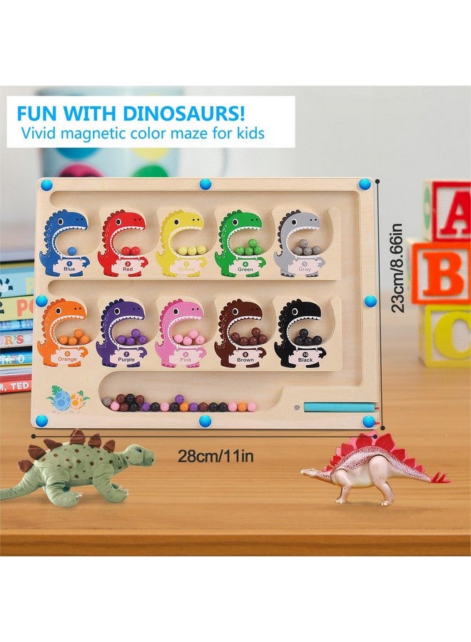 FURNIZONE Furnizone Magnetic Color and Number Maze - Montessori Toys for 3-4 Year Old Boys Girls, Dinosaur Wooden Board Toddler Activities, Preschool Learning, Road Trip Travel Toys, Birthday Ideas  - Image 2