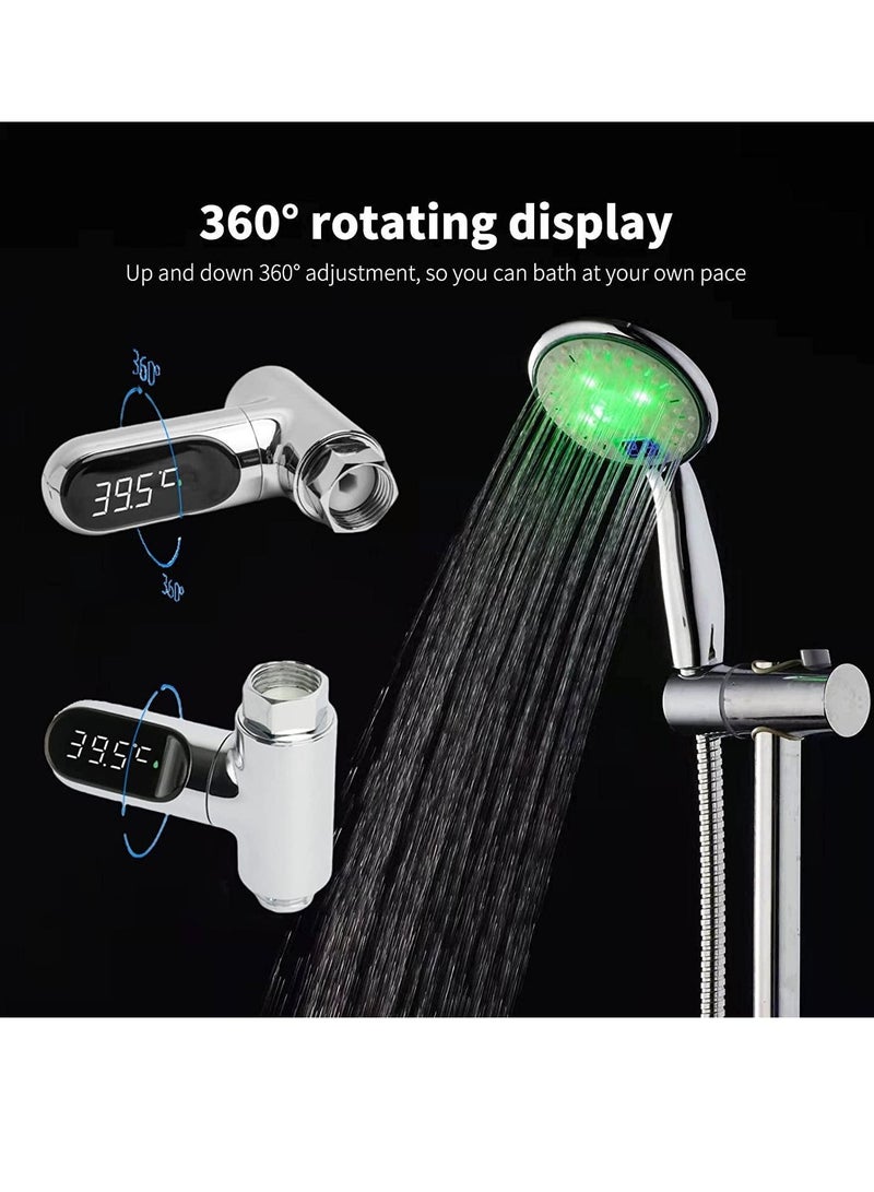 Y&D طقم صنبور ترمومتر للاستحمام عرض LED قراءة فورية يدعم السلسيوس والفهرنهايت يناسب شاشة دوارة 360° للأطفال والاستحمام الذاتي في المطبخ  - Image 2