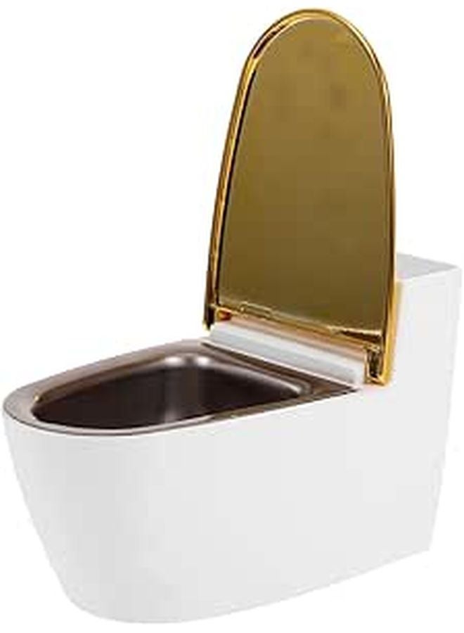 Wall Mounted Toilet Shape Ashtray With Lid Fire Resistant Bathroom Storage White Gold - Image 1