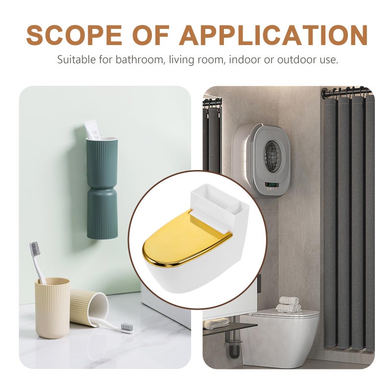 Wall Mounted Toilet Shape Ashtray With Lid Fire Resistant Bathroom Storage White Gold - Image 5