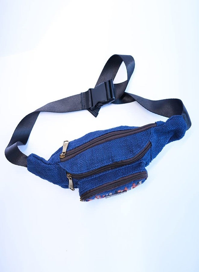 BHASTRA Boho Fancy Bag - Blue | Slub Cotton,Handloom | Waist Bag for Men Women - Mini Waist Bags/Fanny Bag for Men | Hip Chest Belt Bag-Ideal For Gifting - Image 3