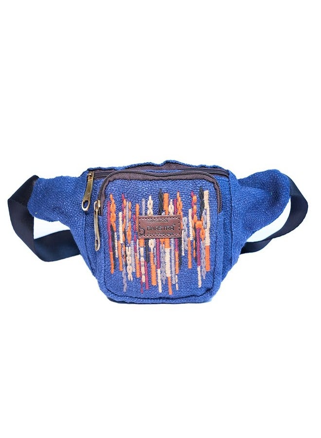 BHASTRA Boho Fancy Bag - Blue | Slub Cotton,Handloom | Waist Bag for Men Women - Mini Waist Bags/Fanny Bag for Men | Hip Chest Belt Bag-Ideal For Gifting - Image 1