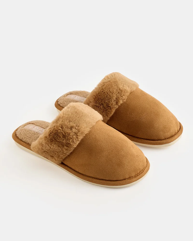 REDTAG Men Tan Textured Slippers