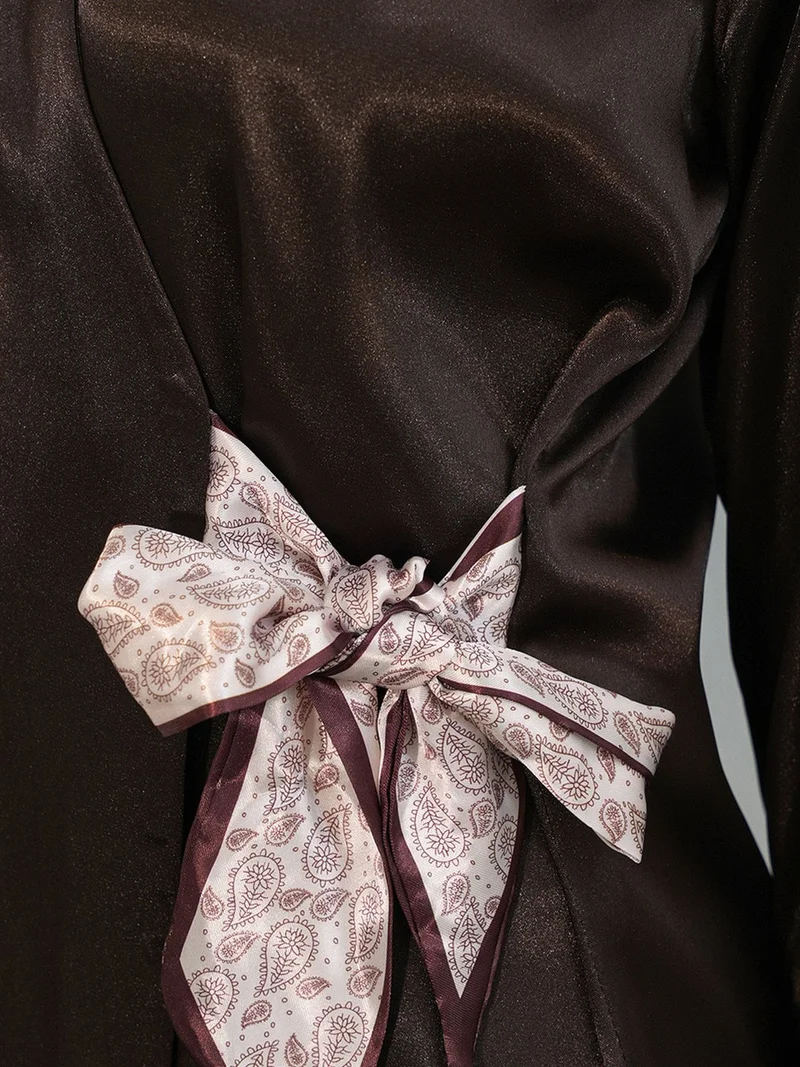 Big Dart Coffee Brown BDART Women's Satin Tie-Front Shirt for Women | Best Price UAE