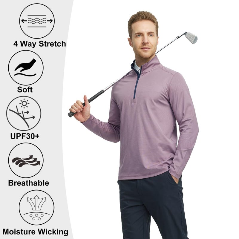 M MAELREG Golf Quarter Zip Pullover Men Dry Fit 3/4 Zip Lightweight Mock Neck Sweatshirts for Men - Image 5