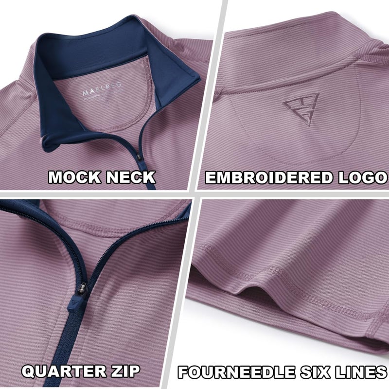 M MAELREG Golf Quarter Zip Pullover Men Dry Fit 3/4 Zip Lightweight Mock Neck Sweatshirts for Men - Image 4