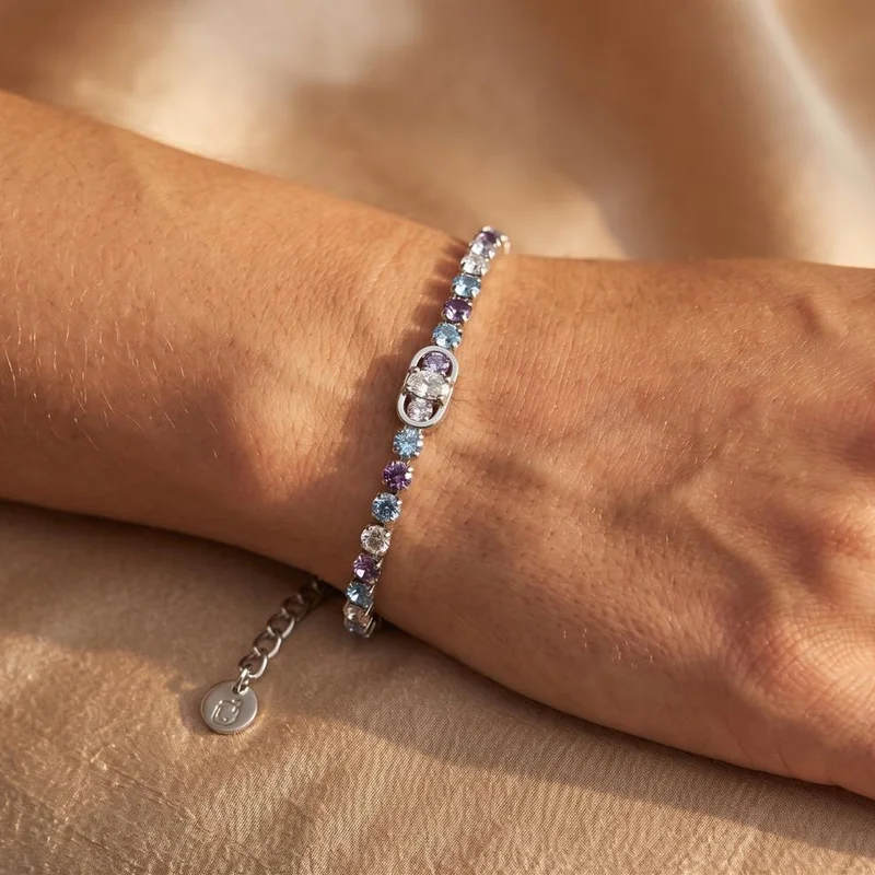 Liu Jo Blue Mixed Stone Tennis Bracelet, Silver-Tone