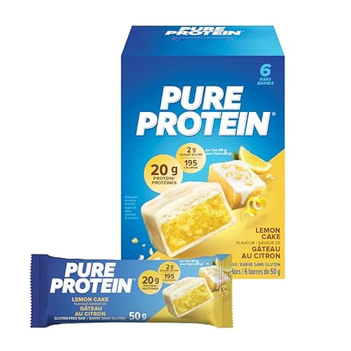 Pure Protein Bars, Non-Gmo, Lemon Cake Flavor, Value Pack, 50g, 6 count Box, Imported from Canada) - Image 1