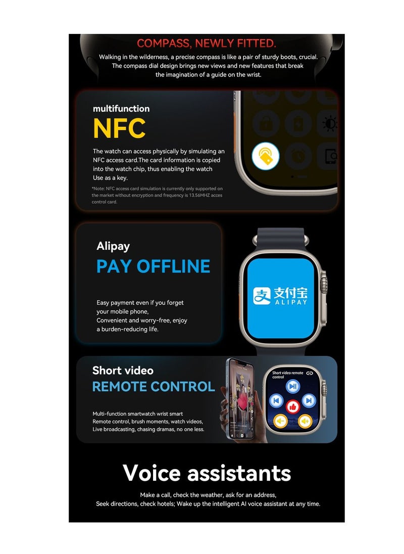 AROAQ - HW68 ULTRA Altitude Barometer Non invasive Blood Sugar Health Sport Smart Watch - Image 1