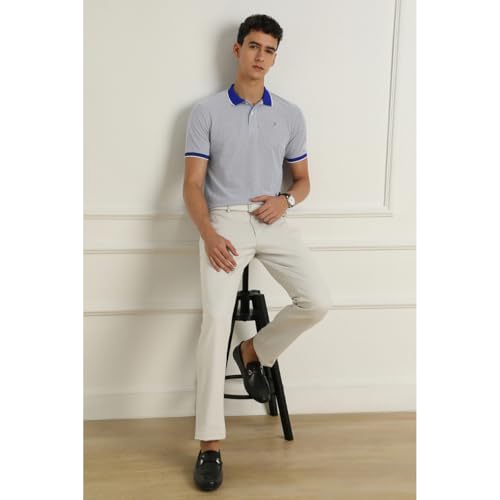 Van Heusen Men Navy Print Polo Neck T-Shirt - Image 3