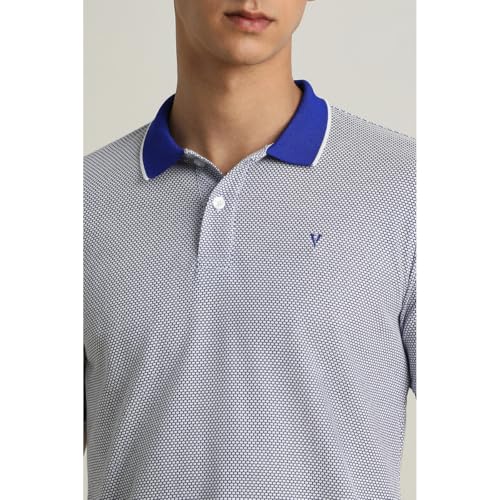 Van Heusen Men Navy Print Polo Neck T-Shirt - Image 5