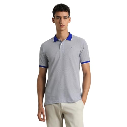 Van Heusen Men Navy Print Polo Neck T-Shirt - Image 1