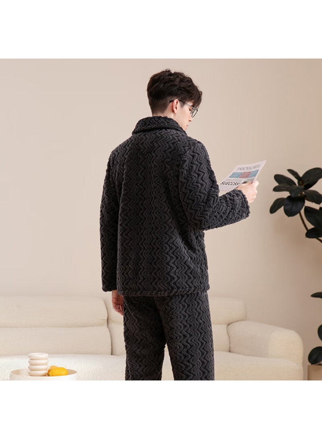 Fenton Fenteng Couple's Pajamas, Autumn And Winter Double-sided Puff Fleece, Thickened Warm Men's Loungewear Set - Image 1