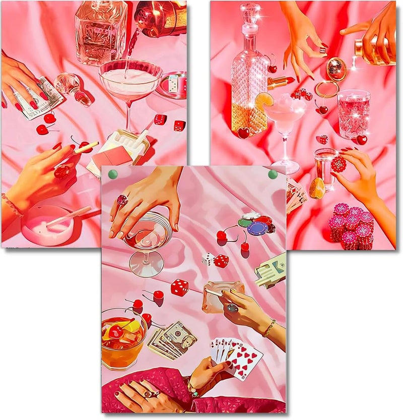 WUDWL Diamond Painting Kits for Adults 3 Pack Pink Tablecloths 5D Diamond Art Kits Full Drill Diamond Dots Paintings with Diamonds Gem Art and Crafts Home Decor 12x16inch - Image 2