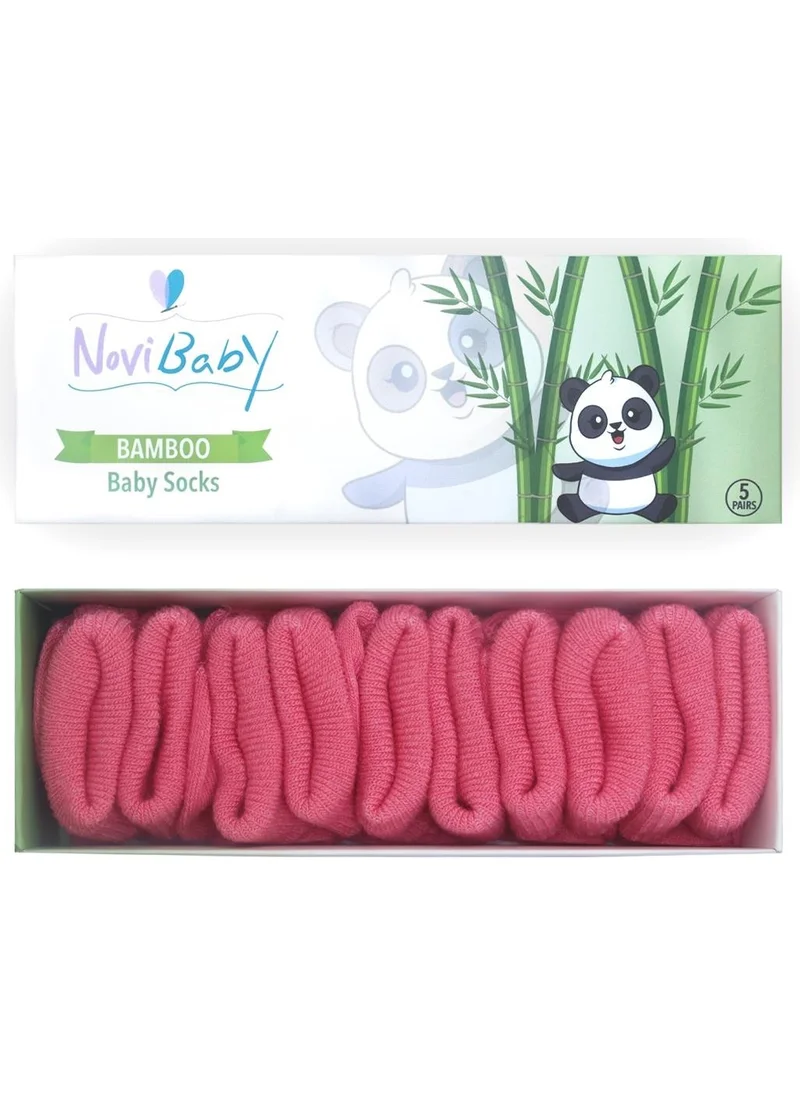 Novibaby 5-Piece Bamboo Newborn Baby Socks I Candy I 0-6 Months