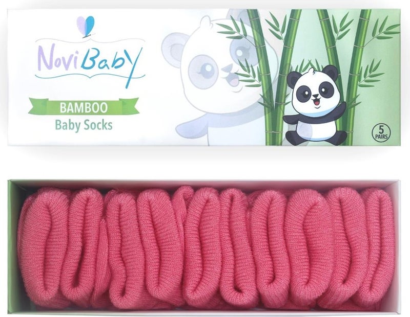 Novibaby 5-Piece Bamboo Newborn Baby Socks I Candy I 0-6 Months  - Image 1