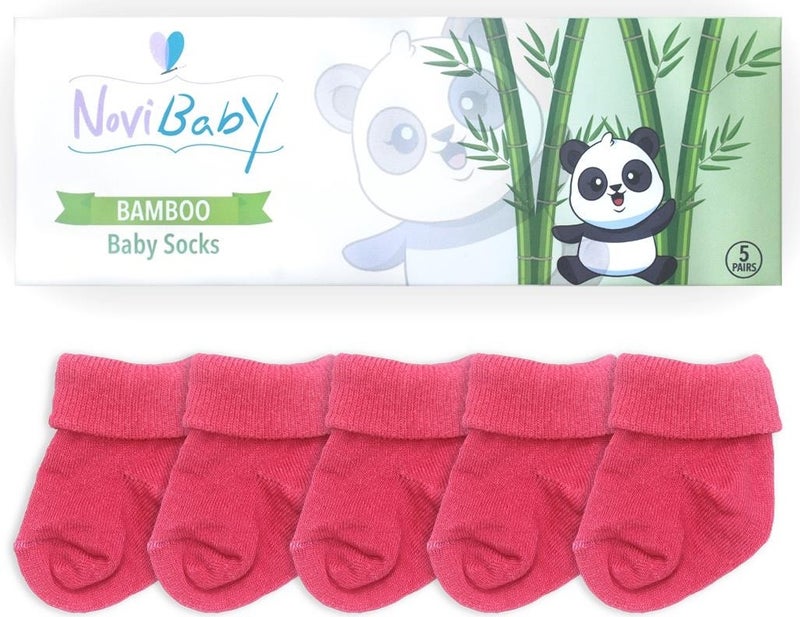 Novibaby 5-Piece Bamboo Newborn Baby Socks I Candy I 0-6 Months  - Image 3