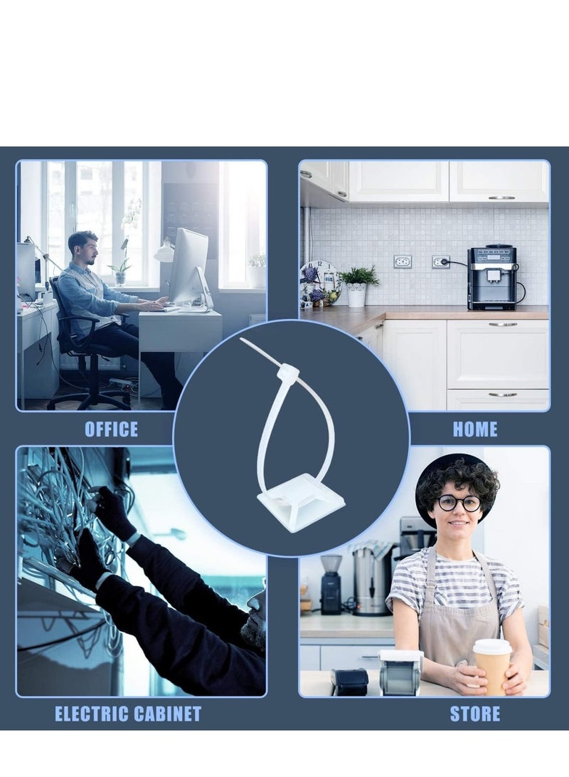 Pack Of 100 Self-adhesive Holder And 100 Cable Tie Zip - Image 4