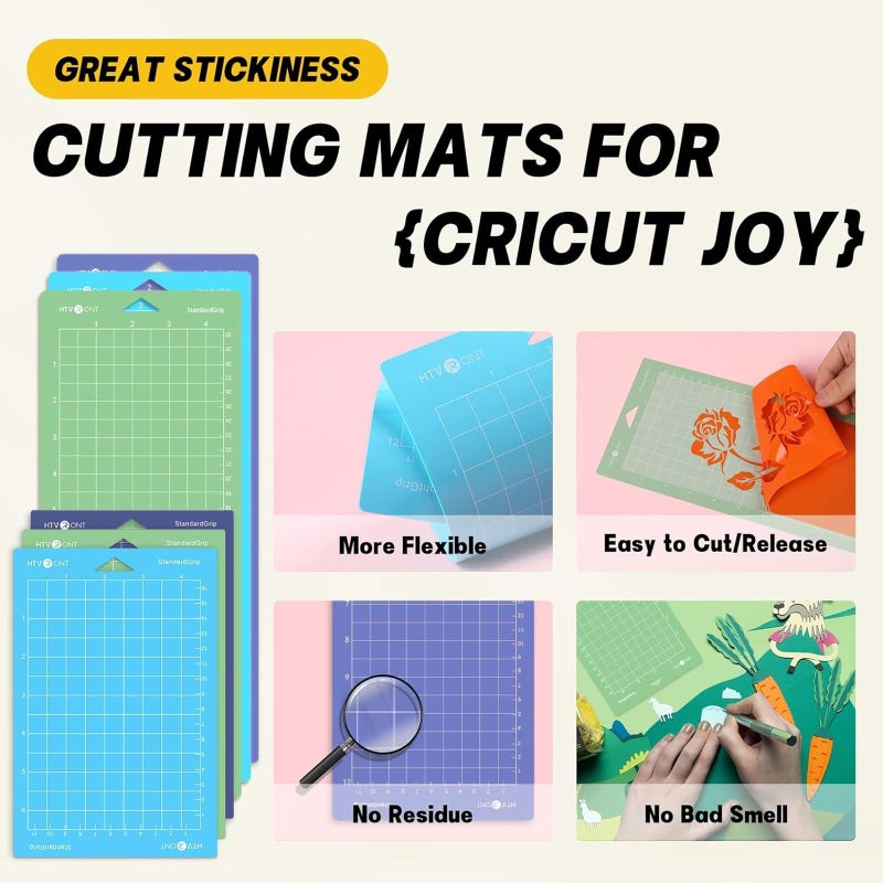 HTVRONT Cutting Mat Compatible with Cricut Joy, 6 Pack Cutting Mats (3 Pcs 4.5X12in & 3 Pcs 4.5X6.5in), Variety Adhesive Cutting Mats Replacement Accessories Compatible with Cricut Joy Accessories - Image 5