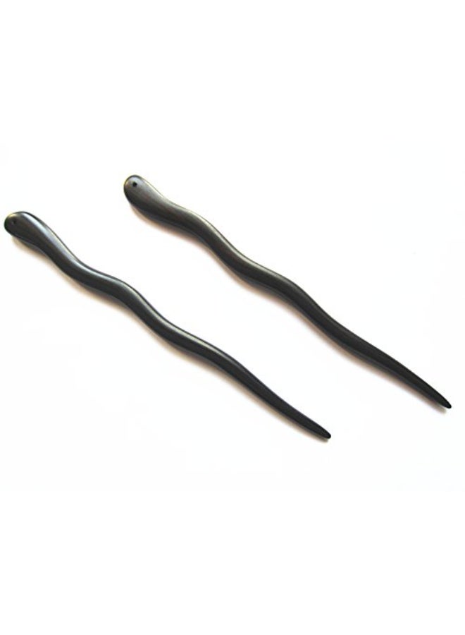 Myhsmooth Zzbgcharming 2 Count Hair Sticks Natural Ebony Black Sandalwood Handmade Carved Hair Clip Shawl Hair Pins Pack of 2 Pcs Charming - Image 3