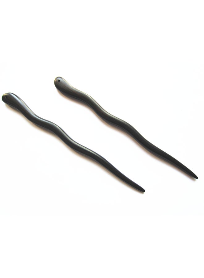 Myhsmooth Zzbgcharming 2 Count Hair Sticks Natural Ebony Black Sandalwood Handmade Carved Hair Clip Shawl Hair Pins Pack of 2 Pcs Charming - Image 4
