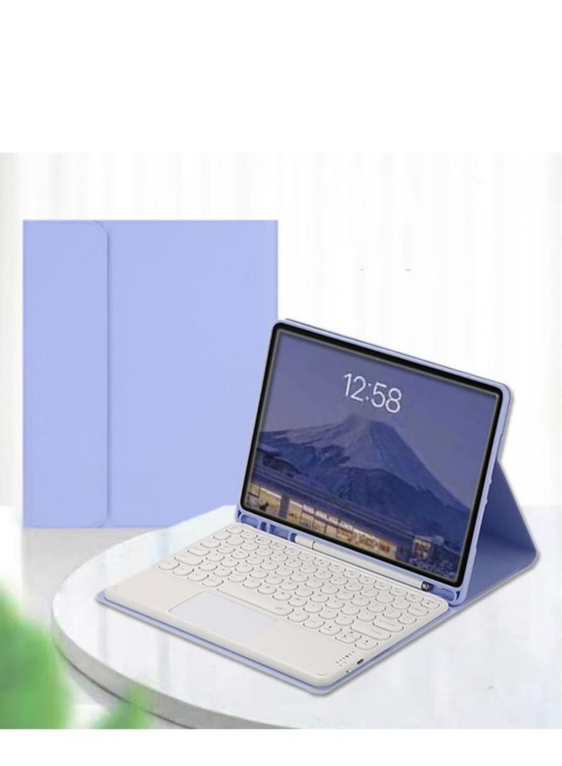 NIBEMINENT 2021 11 Pro Round Keycap Wireless Bluetooth Touch Keyboard Case Purple for Apple iPad  - Image 1