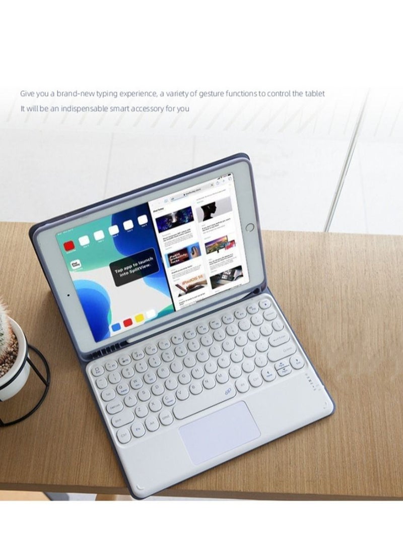 NIBEMINENT 2021 11 Pro Round Keycap Wireless Bluetooth Touch Keyboard Case Purple for Apple iPad  - Image 3