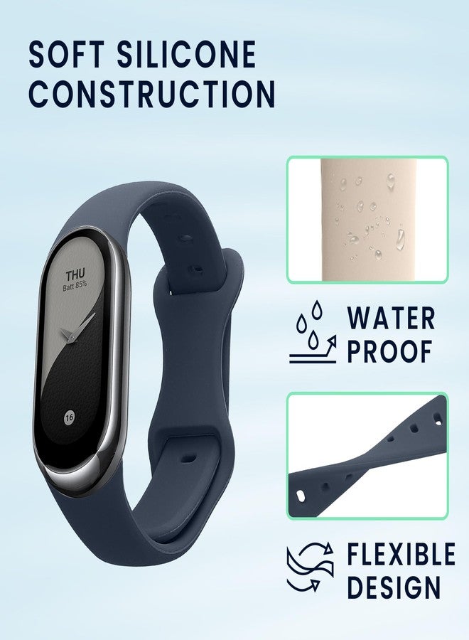 kwmobile Straps Compatible with Xiaomi Mi Band 10 / Mi Band 9/8 Straps - 2x Replacement Silicone Watch Bands - Beige/Lavender Grey - Image 4