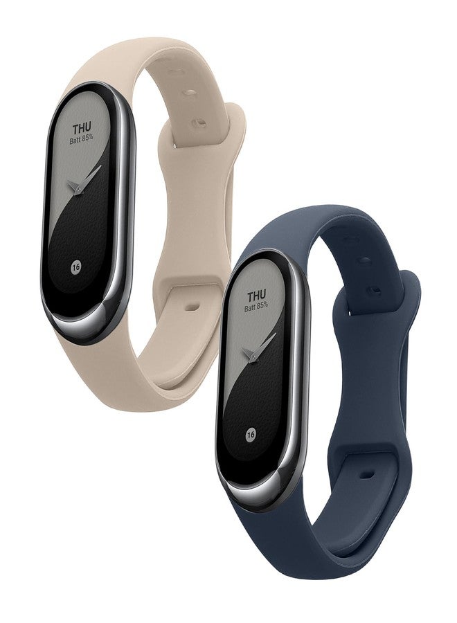 kwmobile Straps Compatible with Xiaomi Mi Band 10 / Mi Band 9/8 Straps - 2x Replacement Silicone Watch Bands - Beige/Lavender Grey - Image 1