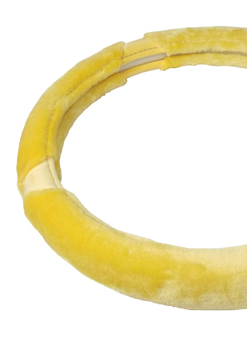 Agc Premium Quality 38cm Fluffy Steering Wheel Cover Medium Size Yellow - Image 4