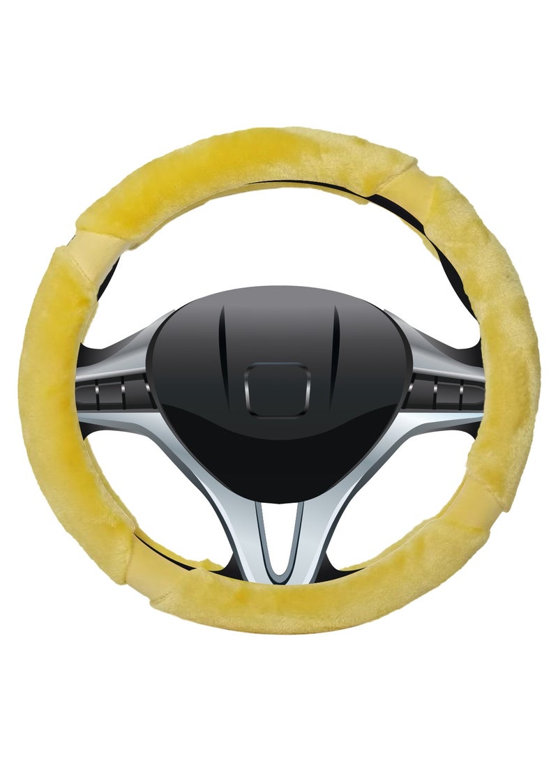Agc Premium Quality 38cm Fluffy Steering Wheel Cover Medium Size Yellow - Image 2