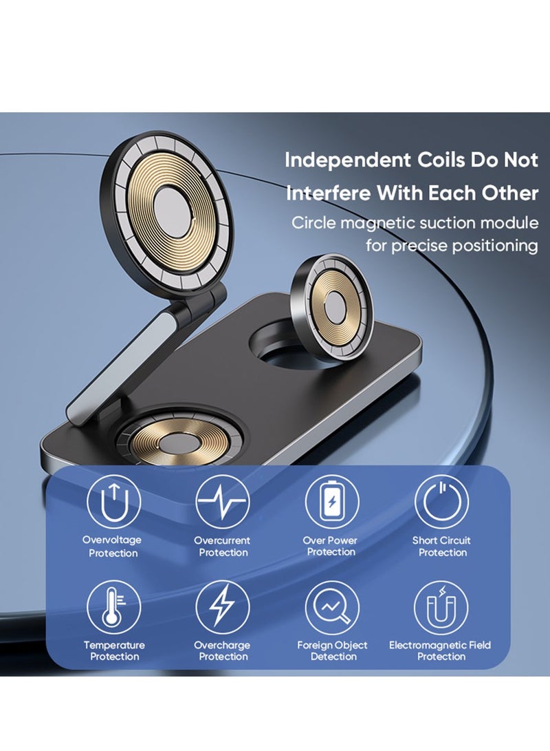 VIWTEC 3-in-1 Foldable Magnetic Charger Station for iPhone 16/15/14/13/12, AirPods Pro, Apple Watch – Portable Wireless Charging Stand, Space-Saving Design - Image 5