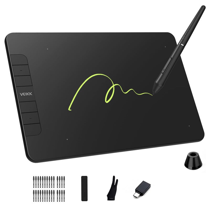 VEIKK VK640 Graphic Tablet 6 x4 inch Drawing Tablet Pen Tablet with Battery-Free Stylus for Android, Windows and Mac OS,Support Tilt Function(8192 Level Pressure) - Image 1