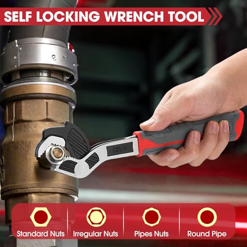CRAFTZONE SelfAdjusting Pipe Wrench 681012 Self Locking Wrench Set with Forged Double Threaded Jaws for Pipes Nuts Bolts and Plumbing Repair - Image 3