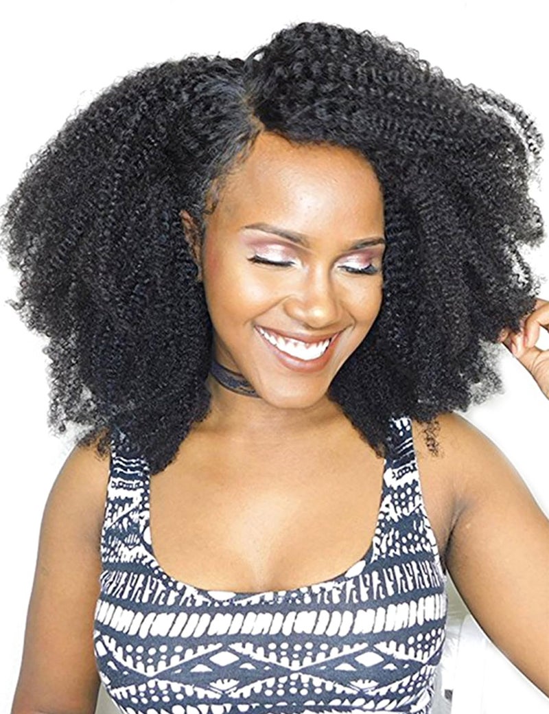 Luwigs Afro Kinky Curly 4B 4C Clip in Hair Extensions 16 Inch 7PcsSet Brazilian Virgin Human Hair Natural Color Clip Ins for African American Women