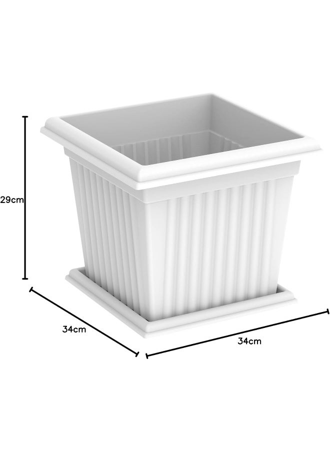 Cosmoplast Cosmoplast Plastic Square Planter 20 Liters With Tray  - Image 3