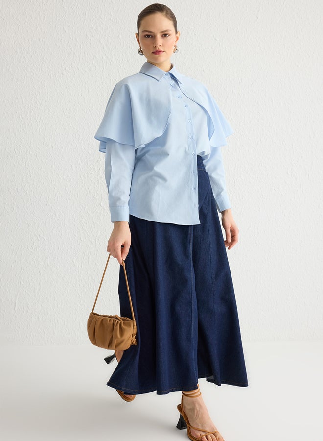 trendyol Blue Cape Detailed Woven Shirt TCTSS25TG00005 - Image 2