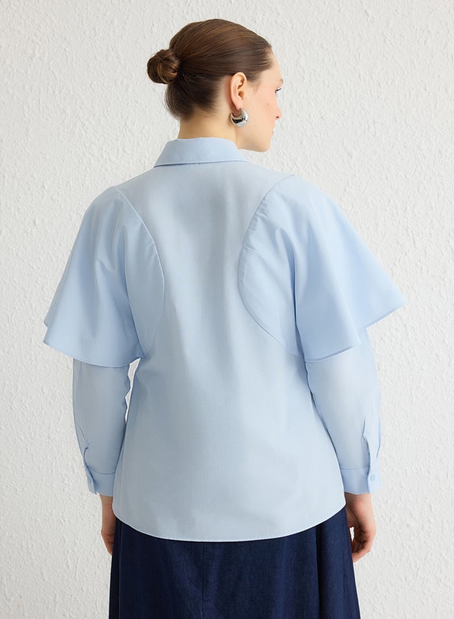 trendyol Blue Cape Detailed Woven Shirt TCTSS25TG00005 - Image 5