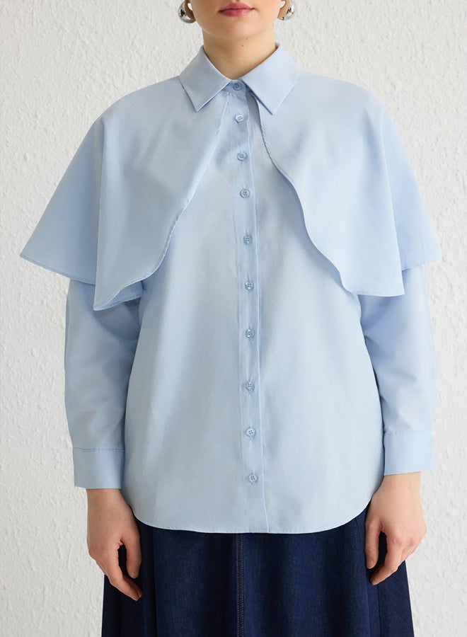 trendyol Blue Cape Detailed Woven Shirt TCTSS25TG00005 - Image 3
