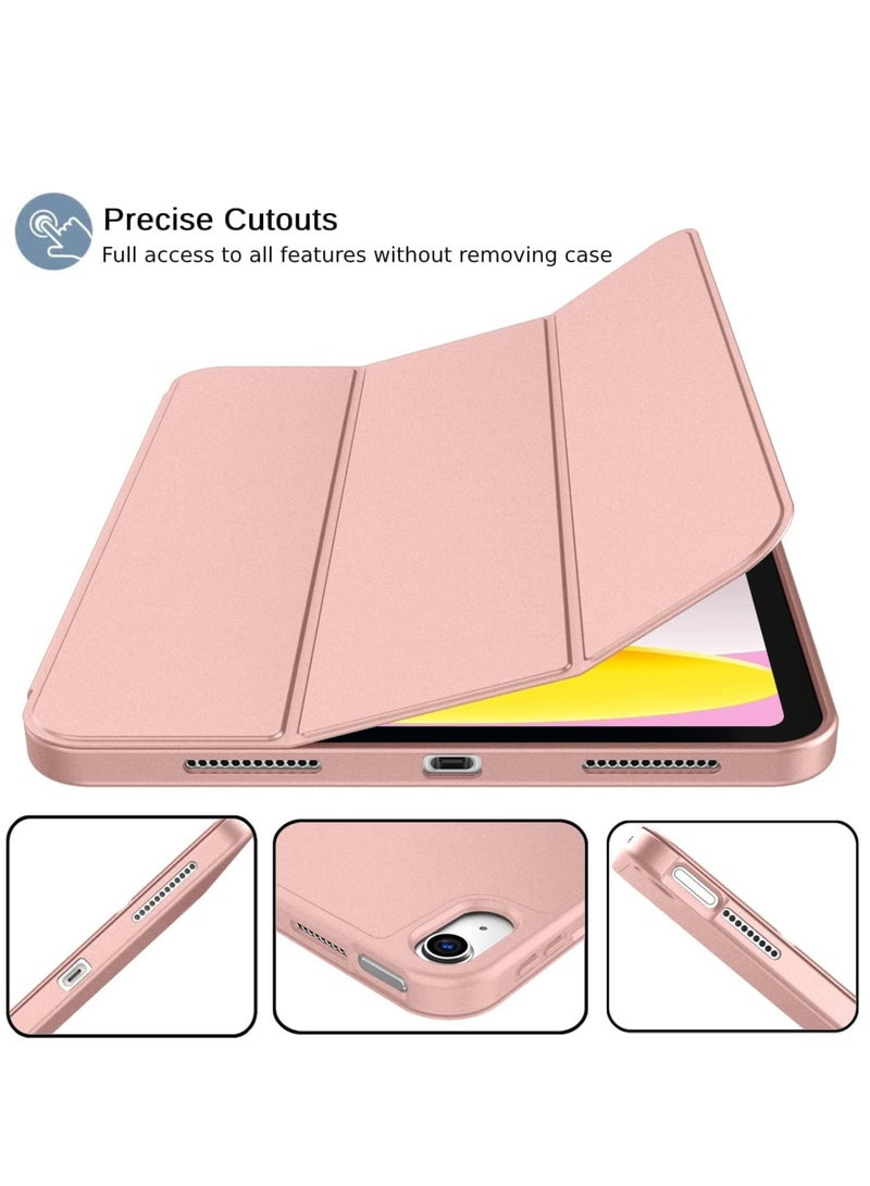 DUSALA New iPad 10.9 Inch Case 2022 (10th Gen) with Pencil Holder - Trifold Stand Smart Case with Soft TPU Back, Auto Wake/Sleep - Rose Gold - Image 3
