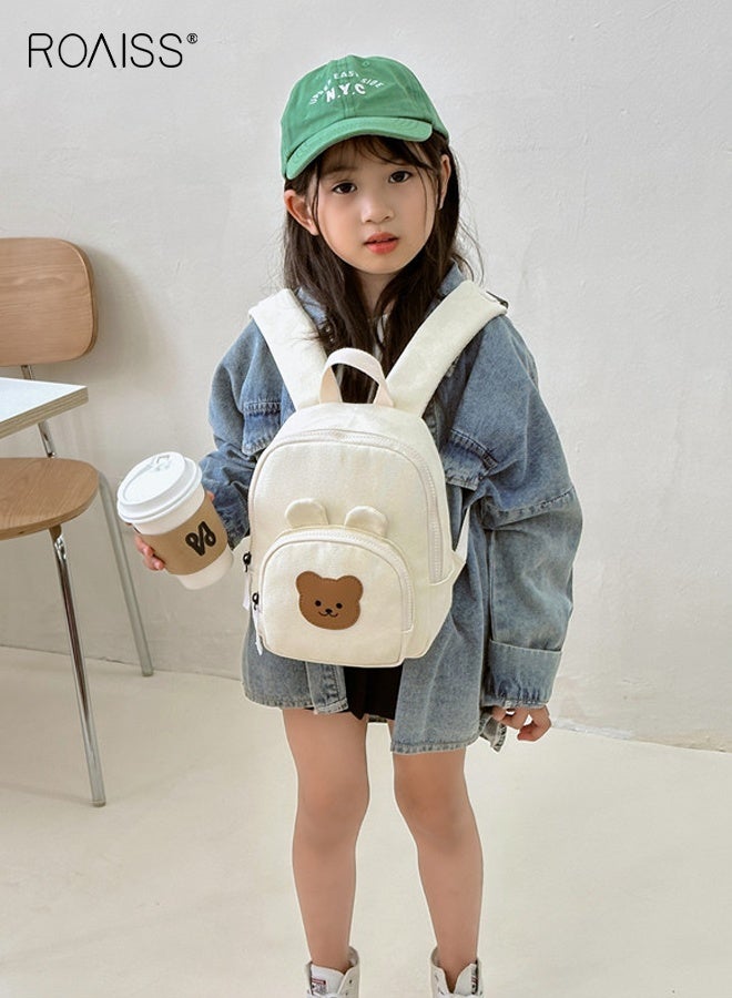 roaiss Toddler Mini Backpack with Bear Pattern and Adjustable Shoulder Straps, Adorable Unisex School Bag, High-Capacity Kindergarten Backpack, Casual Daypack for Little Kids, Suitable for School, Excursion and Outdoor Activities, 18*9*23cm - Image 2