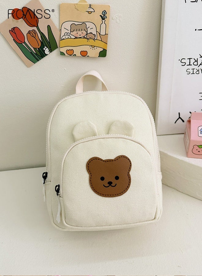 roaiss Toddler Mini Backpack with Bear Pattern and Adjustable Shoulder Straps, Adorable Unisex School Bag, High-Capacity Kindergarten Backpack, Casual Daypack for Little Kids, Suitable for School, Excursion and Outdoor Activities, 18*9*23cm - Image 1
