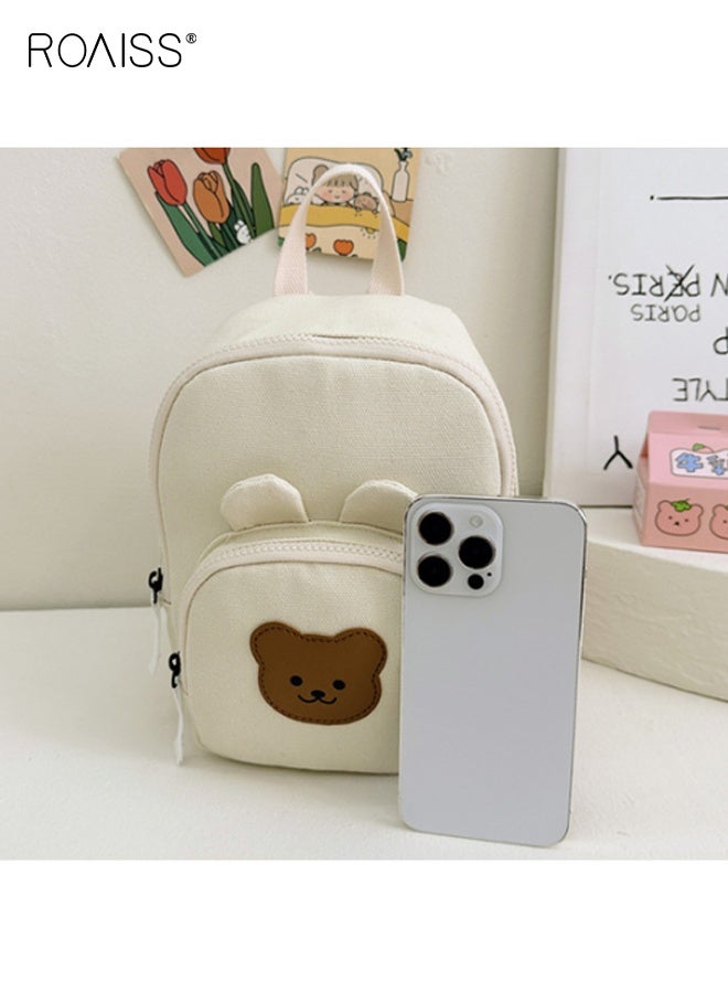 roaiss Toddler Mini Backpack with Bear Pattern and Adjustable Shoulder Straps, Adorable Unisex School Bag, High-Capacity Kindergarten Backpack, Casual Daypack for Little Kids, Suitable for School, Excursion and Outdoor Activities, 18*9*23cm - Image 5