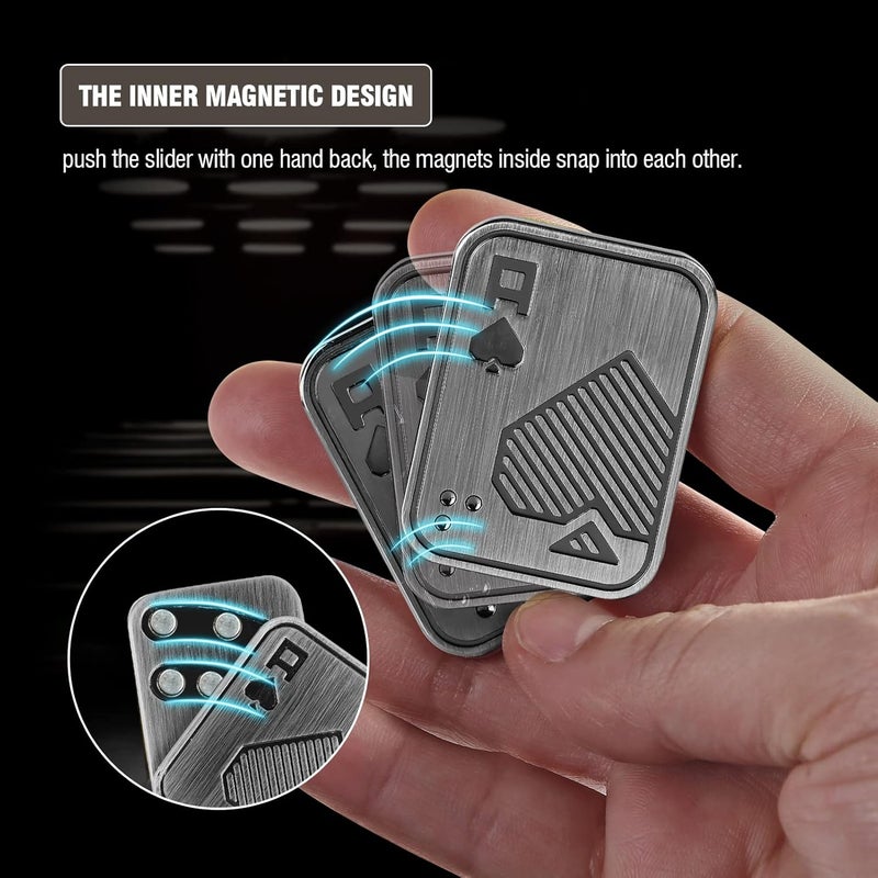 ITOKEY Fidget Toys Adults, Fidgets Desk Toy for Men, EDC Metal Fidget Slider, Magnetic Poker Push Card, Adult Fidget Toy for Anxiety ADHD, Cool Office Gadgets Gift for Dad Teens - Image 3