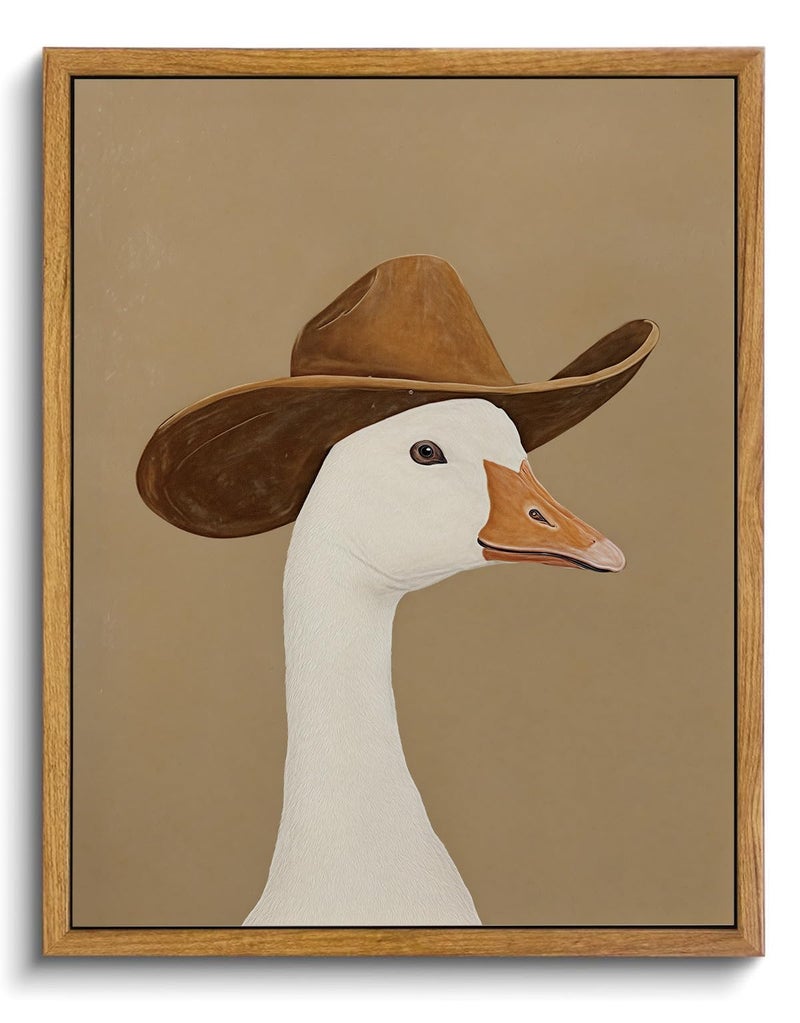 KISSFOX Framed Wall Art Vintage Wall Decor Western Pictures Cowboy Duck Canvas Art Funny Animal Paintings Retro Prints Farmhouse Artwork For Bedroom Living Room Kitchen - Image 2